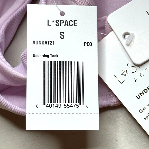 L*Space Ribbed Underdog Tank Sports Bra Racer Back Peony Women's Size Small NWT - Picture 3 of 9
